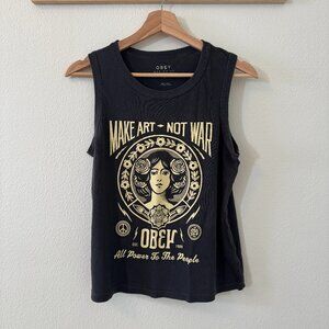 Obey Tank Top | Make Art Not War | Gray Graphic Tank